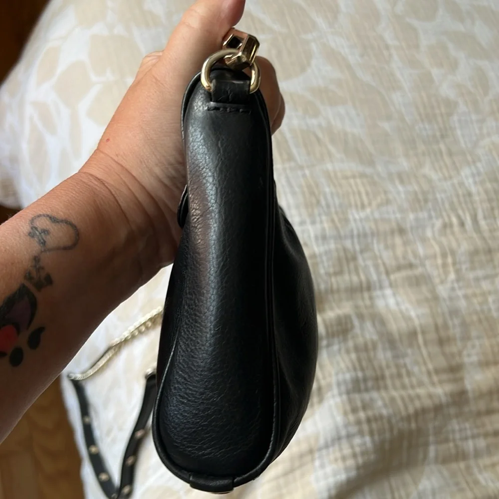 REBECCA MINKOFF BLACK LEATHER SILVER CHAIN LARGE MAC CROSSBODY BAG - Picture 5 of 14